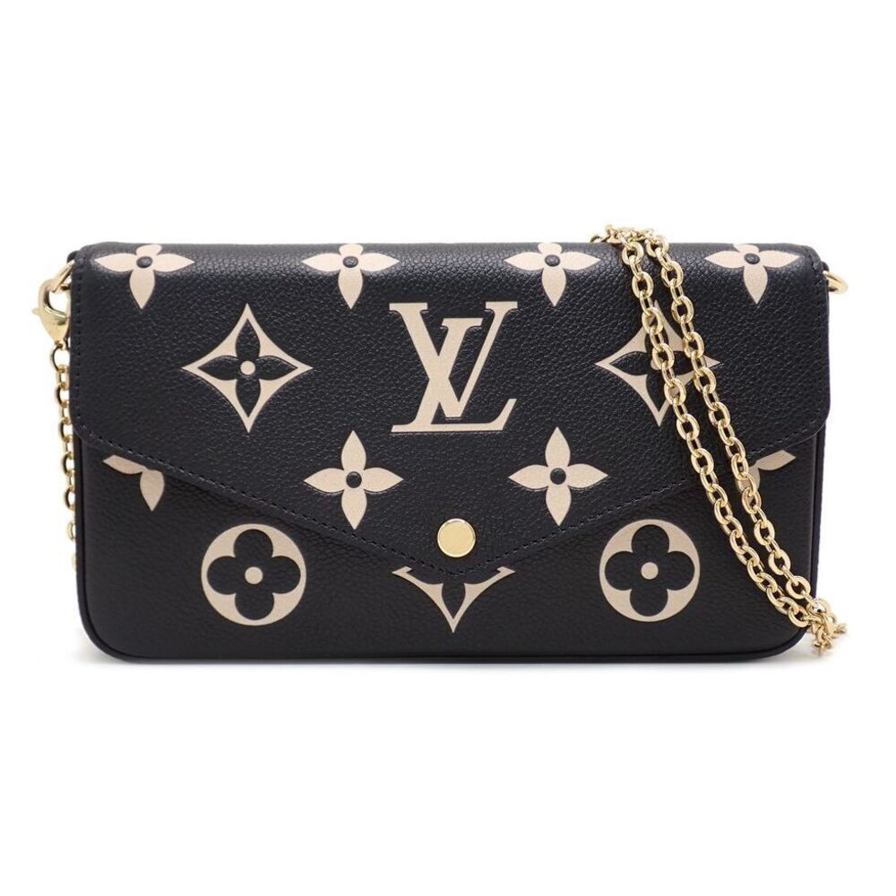 Louis Vuitton Monogram Empreinte Black Beige Pochette Felicie Chain Wallet
